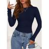 imagePRETTYGARDEN Long Sleeve Shirts for Women 2025 Fall Going Out Tops Casual Ribbed Knit Slim Fitted Basic Tees Y2K ClothesNavy Blue