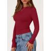 imagePRETTYGARDEN Long Sleeve Shirts for Women 2025 Fall Going Out Tops Casual Ribbed Knit Slim Fitted Basic Tees Y2K ClothesRed