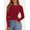 imagePRETTYGARDEN Long Sleeve Shirts for Women 2025 Fall Going Out Tops Casual Ribbed Knit Slim Fitted Basic Tees Y2K ClothesRed
