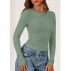 imagePRETTYGARDEN Long Sleeve Shirts for Women 2025 Fall Going Out Tops Casual Ribbed Knit Slim Fitted Basic Tees Y2K ClothesSage Green