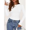 imagePRETTYGARDEN Long Sleeve Shirts for Women 2025 Fall Going Out Tops Casual Ribbed Knit Slim Fitted Basic Tees Y2K ClothesWhite
