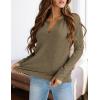 imagePRETTYGARDEN Long Sleeve Shirts for Women 2025 Fall V Neck Waffle Basic Tee Dressy Casual Winter Blouses Knit Tunic TopsArmy Green