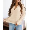 imagePRETTYGARDEN Long Sleeve Shirts for Women 2025 Fall V Neck Waffle Basic Tee Dressy Casual Winter Blouses Knit Tunic TopsBeige