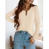 imagePRETTYGARDEN Long Sleeve Shirts for Women 2025 Fall V Neck Waffle Basic Tee Dressy Casual Winter Blouses Knit Tunic TopsBeige