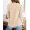imagePRETTYGARDEN Long Sleeve Shirts for Women 2025 Fall V Neck Waffle Basic Tee Dressy Casual Winter Blouses Knit Tunic TopsBeige