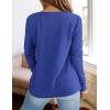 imagePRETTYGARDEN Long Sleeve Shirts for Women 2025 Fall V Neck Waffle Basic Tee Dressy Casual Winter Blouses Knit Tunic TopsBlue