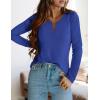 imagePRETTYGARDEN Long Sleeve Shirts for Women 2025 Fall V Neck Waffle Basic Tee Dressy Casual Winter Blouses Knit Tunic TopsBlue