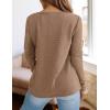 imagePRETTYGARDEN Long Sleeve Shirts for Women 2025 Fall V Neck Waffle Basic Tee Dressy Casual Winter Blouses Knit Tunic TopsKhaki