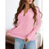 imagePRETTYGARDEN Long Sleeve Shirts for Women 2025 Fall V Neck Waffle Basic Tee Dressy Casual Winter Blouses Knit Tunic TopsPink