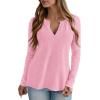 imagePRETTYGARDEN Long Sleeve Shirts for Women 2025 Fall V Neck Waffle Basic Tee Dressy Casual Winter Blouses Knit Tunic TopsPink