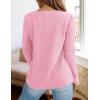 imagePRETTYGARDEN Long Sleeve Shirts for Women 2025 Fall V Neck Waffle Basic Tee Dressy Casual Winter Blouses Knit Tunic TopsPink