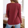 imagePRETTYGARDEN Long Sleeve Shirts for Women 2025 Fall V Neck Waffle Basic Tee Dressy Casual Winter Blouses Knit Tunic TopsWine Red