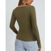 imagePRETTYGARDEN Long Sleeve Shirts for Women Fall Outfits 2025 Ribbed Basic Tees Scoop Neck Going Out Tops Fashion ClothingArmy Green