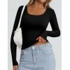 imagePRETTYGARDEN Long Sleeve Shirts for Women Fall Outfits 2025 Ribbed Basic Tees Scoop Neck Going Out Tops Fashion ClothingBlack