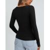 imagePRETTYGARDEN Long Sleeve Shirts for Women Fall Outfits 2025 Ribbed Basic Tees Scoop Neck Going Out Tops Fashion ClothingBlack