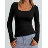 imagePRETTYGARDEN Long Sleeve Shirts for Women Fall Outfits 2025 Ribbed Basic Tees Scoop Neck Going Out Tops Fashion ClothingBlack