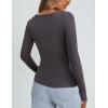 imagePRETTYGARDEN Long Sleeve Shirts for Women Fall Outfits 2025 Ribbed Basic Tees Scoop Neck Going Out Tops Fashion ClothingDark Grey