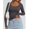 imagePRETTYGARDEN Long Sleeve Shirts for Women Fall Outfits 2025 Ribbed Basic Tees Scoop Neck Going Out Tops Fashion ClothingDark Grey
