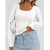 imagePRETTYGARDEN Long Sleeve Shirts for Women Fall Outfits 2025 Ribbed Basic Tees Scoop Neck Going Out Tops Fashion ClothingWhite