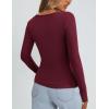 imagePRETTYGARDEN Long Sleeve Shirts for Women Fall Outfits 2025 Ribbed Basic Tees Scoop Neck Going Out Tops Fashion ClothingWine Red