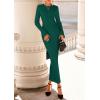 imagePRETTYGARDEN Sweater Dresses for Women 2025 Fall Bell Long Sleeve Crew Neck Bodycon Maxi Dress Winter Ribbed Knit OutfitsGreen