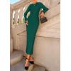 imagePRETTYGARDEN Sweater Dresses for Women 2025 Fall Bell Long Sleeve Crew Neck Bodycon Maxi Dress Winter Ribbed Knit OutfitsGreen