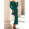 imagePRETTYGARDEN Sweater Dresses for Women 2025 Fall Bell Long Sleeve Crew Neck Bodycon Maxi Dress Winter Ribbed Knit OutfitsGreen