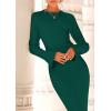 imagePRETTYGARDEN Sweater Dresses for Women 2025 Fall Bell Long Sleeve Crew Neck Bodycon Maxi Dress Winter Ribbed Knit OutfitsGreen