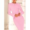 imagePRETTYGARDEN Sweater Dresses for Women 2025 Fall Bell Long Sleeve Crew Neck Bodycon Maxi Dress Winter Ribbed Knit OutfitsPink