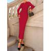 imagePRETTYGARDEN Sweater Dresses for Women 2025 Fall Bell Long Sleeve Crew Neck Bodycon Maxi Dress Winter Ribbed Knit OutfitsRed