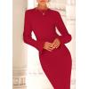 imagePRETTYGARDEN Sweater Dresses for Women 2025 Fall Bell Long Sleeve Crew Neck Bodycon Maxi Dress Winter Ribbed Knit OutfitsRed