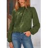 imagePRETTYGARDEN Tops for Women Trendy 2025 Fall Long Sleeve Blouses Dressy Casual Embroidered Eyelet Shirts Going Out OutfitsArmy Green