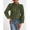 imagePRETTYGARDEN Tops for Women Trendy 2025 Fall Long Sleeve Blouses Dressy Casual Embroidered Eyelet Shirts Going Out OutfitsArmy Green