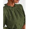 imagePRETTYGARDEN Tops for Women Trendy 2025 Fall Long Sleeve Blouses Dressy Casual Embroidered Eyelet Shirts Going Out OutfitsArmy Green