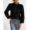 imagePRETTYGARDEN Tops for Women Trendy 2025 Fall Long Sleeve Blouses Dressy Casual Embroidered Eyelet Shirts Going Out OutfitsBlack