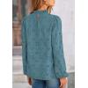 imagePRETTYGARDEN Tops for Women Trendy 2025 Fall Long Sleeve Blouses Dressy Casual Embroidered Eyelet Shirts Going Out OutfitsBlue Grey