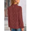 imagePRETTYGARDEN Tops for Women Trendy 2025 Fall Long Sleeve Blouses Dressy Casual Embroidered Eyelet Shirts Going Out OutfitsBrown Red