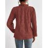 imagePRETTYGARDEN Tops for Women Trendy 2025 Fall Long Sleeve Blouses Dressy Casual Embroidered Eyelet Shirts Going Out OutfitsBrown Red