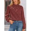 imagePRETTYGARDEN Tops for Women Trendy 2025 Fall Long Sleeve Blouses Dressy Casual Embroidered Eyelet Shirts Going Out OutfitsBrown Red