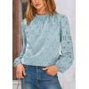 imagePRETTYGARDEN Tops for Women Trendy 2025 Fall Long Sleeve Blouses Dressy Casual Embroidered Eyelet Shirts Going Out OutfitsLight Blue
