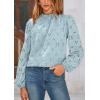 imagePRETTYGARDEN Tops for Women Trendy 2025 Fall Long Sleeve Blouses Dressy Casual Embroidered Eyelet Shirts Going Out OutfitsLight Blue