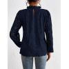 imagePRETTYGARDEN Tops for Women Trendy 2025 Fall Long Sleeve Blouses Dressy Casual Embroidered Eyelet Shirts Going Out OutfitsNavy