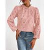 imagePRETTYGARDEN Tops for Women Trendy 2025 Fall Long Sleeve Blouses Dressy Casual Embroidered Eyelet Shirts Going Out OutfitsPink