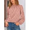 imagePRETTYGARDEN Tops for Women Trendy 2025 Fall Long Sleeve Blouses Dressy Casual Embroidered Eyelet Shirts Going Out OutfitsPink