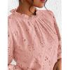 imagePRETTYGARDEN Tops for Women Trendy 2025 Fall Long Sleeve Blouses Dressy Casual Embroidered Eyelet Shirts Going Out OutfitsPink