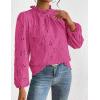 imagePRETTYGARDEN Tops for Women Trendy 2025 Fall Long Sleeve Blouses Dressy Casual Embroidered Eyelet Shirts Going Out OutfitsRose Red