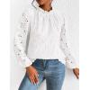 imagePRETTYGARDEN Tops for Women Trendy 2025 Fall Long Sleeve Blouses Dressy Casual Embroidered Eyelet Shirts Going Out OutfitsWhite