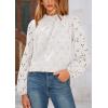 imagePRETTYGARDEN Tops for Women Trendy 2025 Fall Long Sleeve Blouses Dressy Casual Embroidered Eyelet Shirts Going Out OutfitsWhite