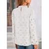 imagePRETTYGARDEN Tops for Women Trendy 2025 Fall Long Sleeve Blouses Dressy Casual Embroidered Eyelet Shirts Going Out OutfitsWhite
