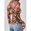 imagePRETTYGARDEN Women Button Down Floral Shirts 2025 Fall Trendy Long Sleeve V Neck Ruched Fitted Mesh Blouse Tops Date OutfitsBlack Floral